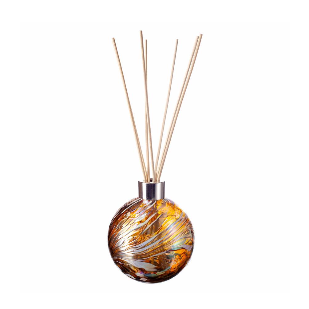 Amelia Art Glass Gold, Brown & White Iris Sphere Reed Diffuser £15.74